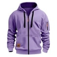 thumbnail image 2 of Coorders Men's Full-Zip Hoodie with Pockets, Men's Hooded Outwear Sweatshirt with Zipper ,Big and Tall Purple,Size S, 2 of 6