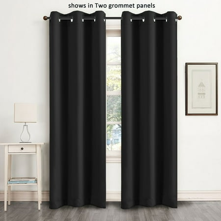 Flamingop 95 Blackout Shade Curtains Thermal Insulated Grommet Flamingop 95 Blackout Shade Curtains Thermal Insulated Grommet Window Treatment Panels 42 Inch By 84 Solid In Jet Black One Panel