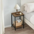 thumbnail image 6 of Wood End Tables Small Side Table with Storage Night Stand Metal Frames 2 Tier Bedside Table with Adjustable Feet, 1PCS, Walnut, 6 of 12