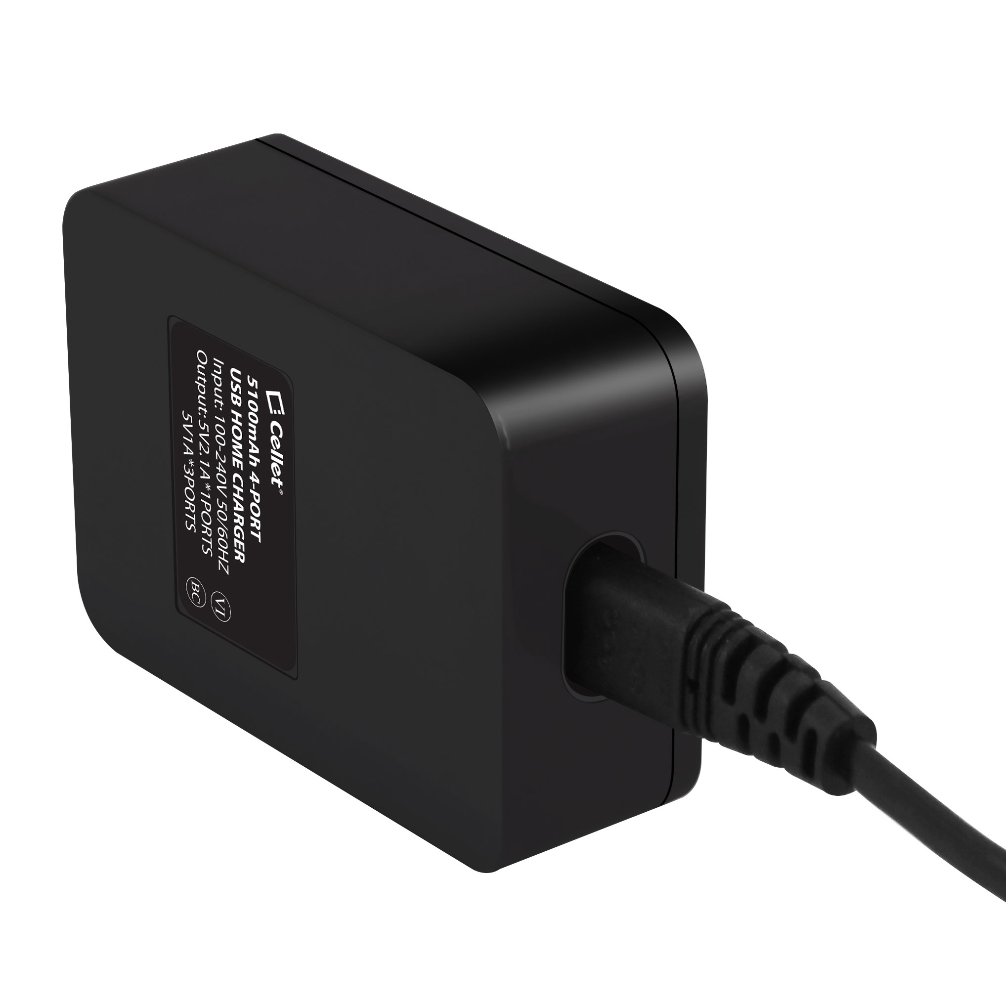 Cellet 5V / 25Watt (5.1Amp) 4Port USB Desktop Charging Station/Travel Wall Charger Black - image 8 of 9