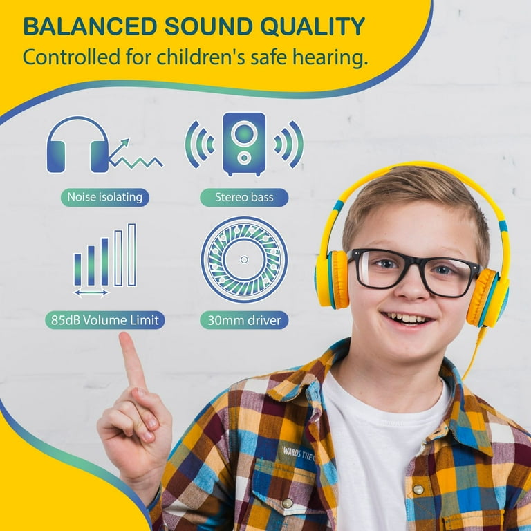 Kids Over-Ear Headphones 3.5mm, Adjustable Volume Control Kids Over-Ear Headphones 3.5mm, Adjustable Volume Control