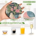thumbnail image 2 of Yayeee 6 PCS Drink Coasters with Holder Set Woven Absorbent Round Tabletop Hot Pad, Green Floral, 2 of 7