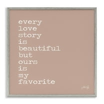 Stupell Industries Favorite Love Story Text & Numbers Painting Gray Framed Art Print Wall Art, 17 x 17