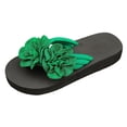 thumbnail image 4 of Rokment Flower Flip Flops for Women 2026 Boho Beach Summer Fashion Casual Thongs Slip on Flat Sandals Travel Memory Foam Slides Slippers Vacation Green Size 9.5, 4 of 5