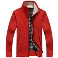 thumbnail image 4 of Men's Winter Coat Full Zip Thick Sherpa Fleece Lined Stand Collar Long Sleeve Knitted Cardigan Sweaters with Pockets, 4 of 4