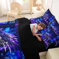 thumbnail image 4 of Feelyou Purple Blue Dragon Bedding Comforter Set for Boys, Modern City Animal King Bedding Sets, Purple Blue, Black Reversible, 7pcs, 4 of 7