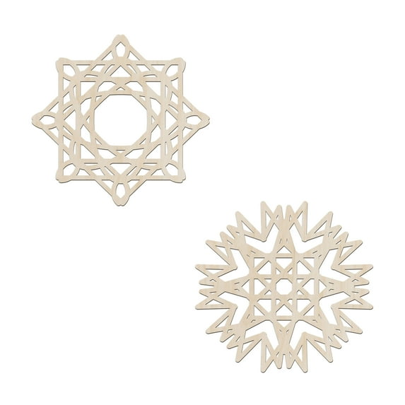 Mandala Wooden Wall Art Set of 2, Geometric Antique Themed Starry Details, Birch Plywood Rustic Wall Art Accent for Hallway Bedroom Living Room and Offices, 11.4" X 11.4" X 0.1", by Ambesonne