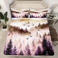 thumbnail image 2 of Homewish Orange Nature Scenery Bed Sheets, Jungle Mountain Pine Tree King Sheets, Retro Natural Landscape Sheet Set, Luxury Bedroom Decor, 4pcs, 2 of 7