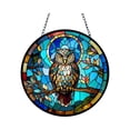 thumbnail image 5 of Mountain Wilderness Stained Glass Jigsaw Puzzle Suncatcher, Round Acrylic Window Hanging Decor, Unique Shape 126 Pieces Flower Butterfly Nature Puzzle with Chain, 5 of 9