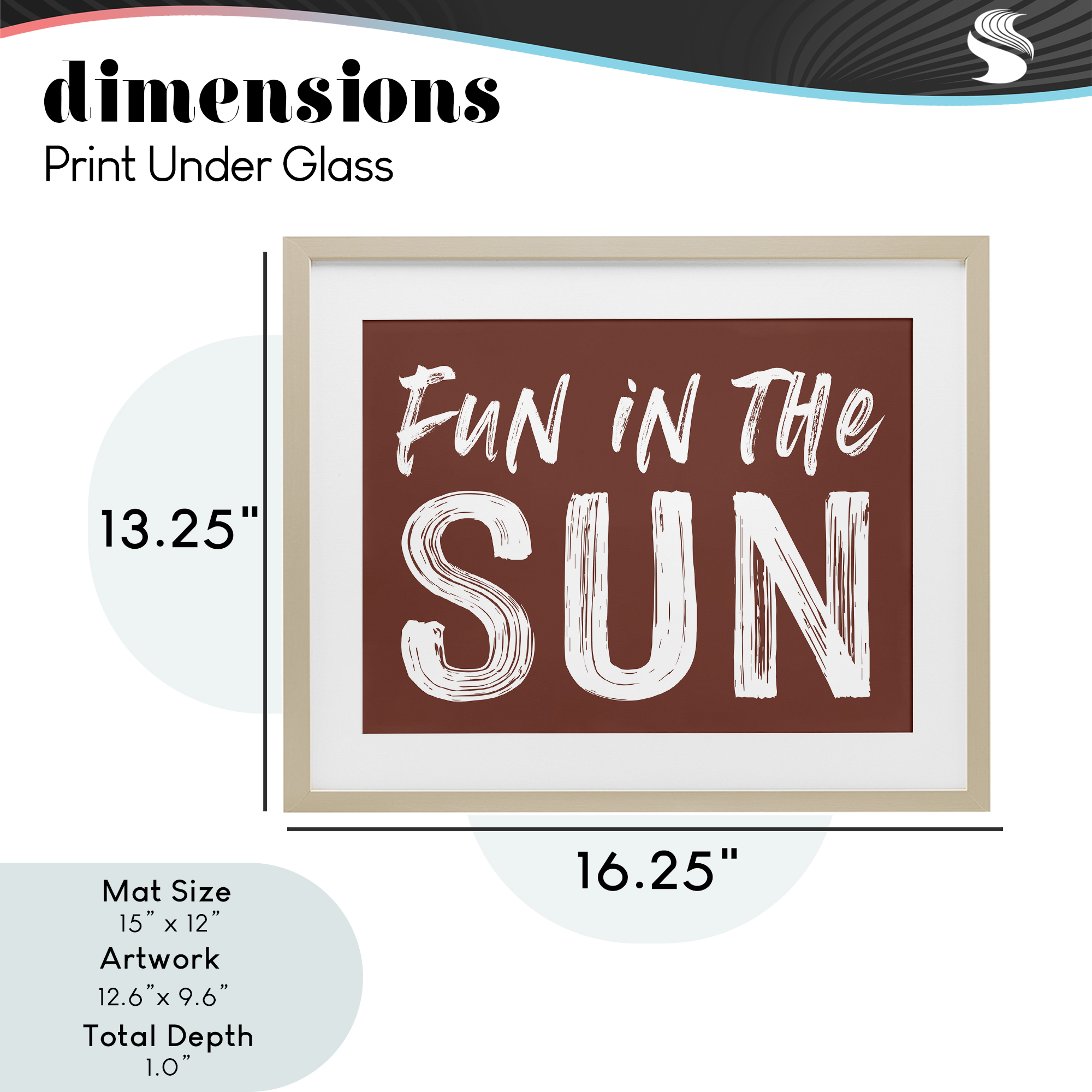 Fun In Sun Brown Sentiment Birch Framed Print Under Glass, design by Lettered and Lined