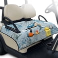 thumbnail image 2 of COEQINE Golf Cart Seat Cover Towel Blanket Foldable Design for Easy Transport, Suitable for Most Two-Seater Carts, Quilted with 4 Front Pockets, 51.2x30.3 Inch, Sea Turtle Coral Jellyfish Blue, 2 of 8