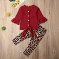 thumbnail image 2 of Baby Pants Set Toddler Girls Christmas Longsleeve Ruffle Top Leopard Legging Pants Outfits Fall Clothes Set, 2 of 7
