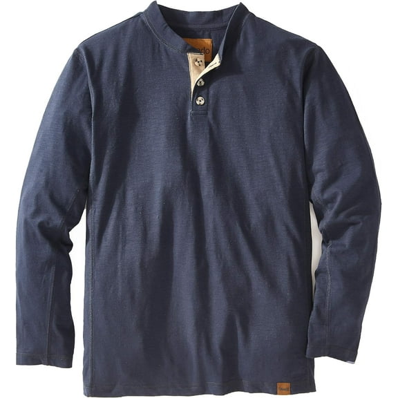 Venado Henley Long Sleeve Shirts for Men - Mens Henley with Flex Material (Small, Navy)