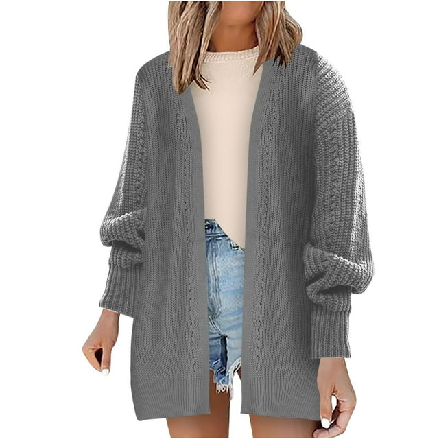 Styesk Cardigan Sweaters for Women Open Front Chunky Long Cardigans Casual Loose Fit Crochet Sweaters Versatile Solid Color Fall Outfits Long Sleeve Knit Cardigans