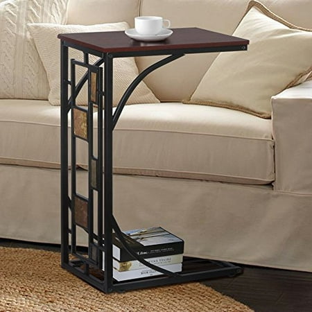 Curved End Console - New Coffee Tray Side Sofa Table Couch Room Console Stand End TV Lap Snack Drink