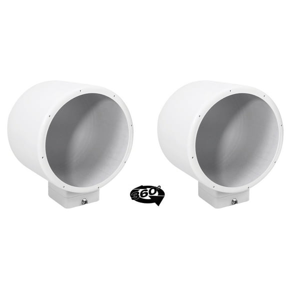 2) Rockville MAC80W 7.7" 360° Swivel White Aluminum Surface Mount Speaker Pods