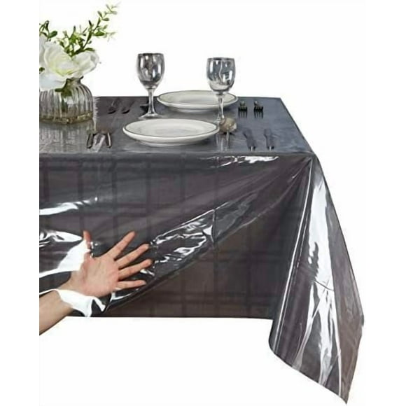 Crystal Clear Plastic Tablecloth Heavy Duty Vinyl Table Protector Cover ( x )