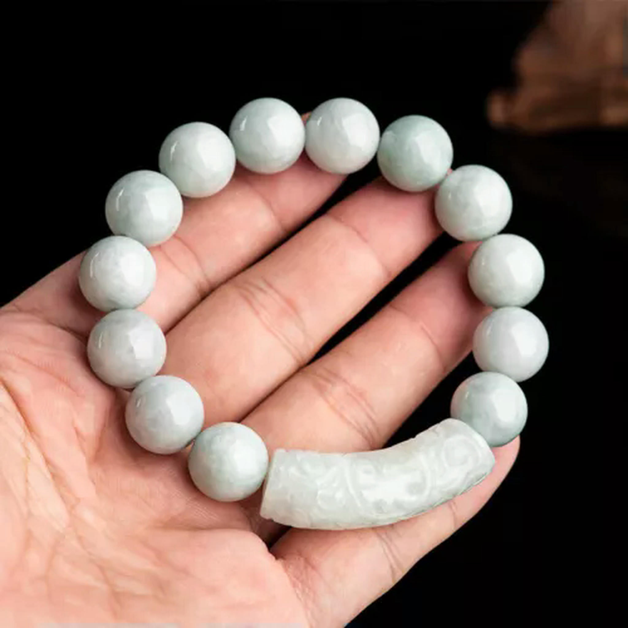 HOOUN Burmese Jadeite Bead Bracelets Natural Luxury Jewelry White Gifts Women Jade