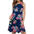 thumbnail image 1 of SMihono Robe d'Été Grande Taille pour Femmes 2023 Robes d'Été pour Femmes Plage T-Shirt Floral Robe Soleil Décontractée Poches Robe Bohème à Bretelles, 1 of 5