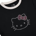 thumbnail image 6 of Hello Kitty Character Face Outline Crew Neck Short Sleeve Women's Black Crop Top Baby Tee Medium, 6 of 7