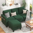 thumbnail image 5 of Walusnnu L-Shaped Sectional Sofa Couch, 3-Seat Convertible Sofa with Reversible Chaise, Modern Linen Fabric Couches for Living Room, Apartment and Small Space, Green, 5 of 11