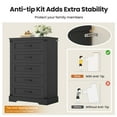 thumbnail image 3 of Farmhouse 5 Drawers Dresser with Thick Styling,Large Storage Dresser with 5 Deep Drawers,Tall Chest of Drawers for Bedroom,Dressing Room, Closet, Living Room, Study Room,Black, 3 of 13