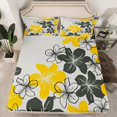 thumbnail image 2 of Homewish Retro Flower Twin Sheet Sets,Rustic Plant Twin Fitted Sheet,Yellow Black Gray Flat Sheet For Kids,Ultra Soft Home Decor,3pcs, 2 of 7