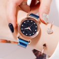 thumbnail image 2 of Reloj con esfera redonda y correa de aleación de moda para mujer, reloj magnético de cuarzo informal (azul), 2 of 2