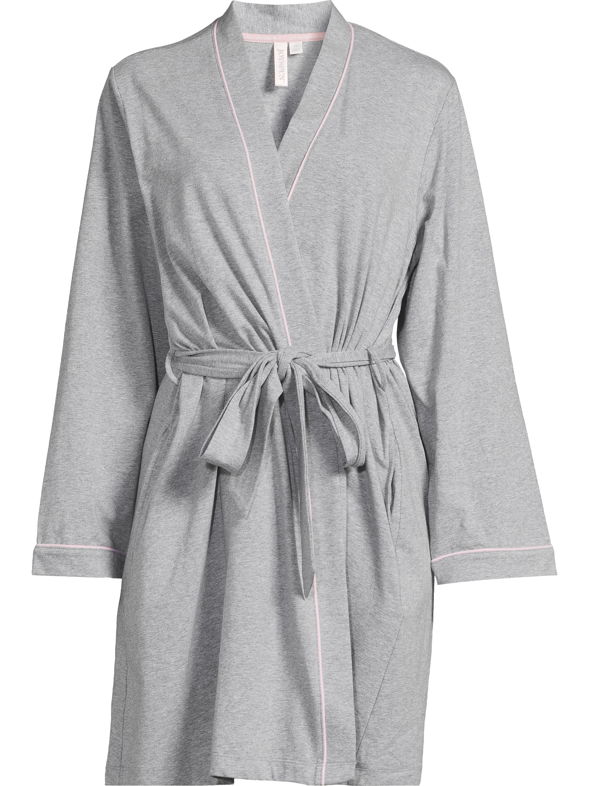 Joyspun Women's Cotton Blend Knit Wrap Robe, Sizes S to 3X