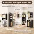 thumbnail image 3 of Rattan Bathroom Wall Cabinet, Boho Medicine Cabinet with Aeched Doors and Adjustable Shelves, Over The Toilet Space Saver Storage Wall Mounted for Kitchen, Laundry, Dining Room, Black, 3 of 6