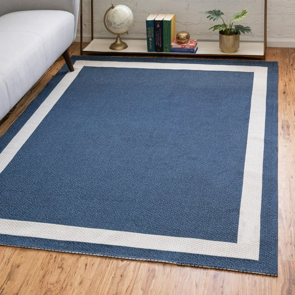 Unique Loom Decatur Collection Area Rug - Border (5' x 7' 2" Rectangle Navy Blue/Ivory)