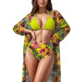 thumbnail image 1 of MKLEKYY Trajes De Baño Completo Mujer 2024 Women'S Fashion Sexy Bikini Three Piece Set Printed Mesh Cover Shirt Split Swimsuit, 1 of 6