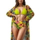 thumbnail image 1 of MKLEKYY Trajes De Baño Completo Mujer 2024 Women'S Fashion Sexy Bikini Three Piece Set Printed Mesh Cover Shirt Split Swimsuit, 1 of 6