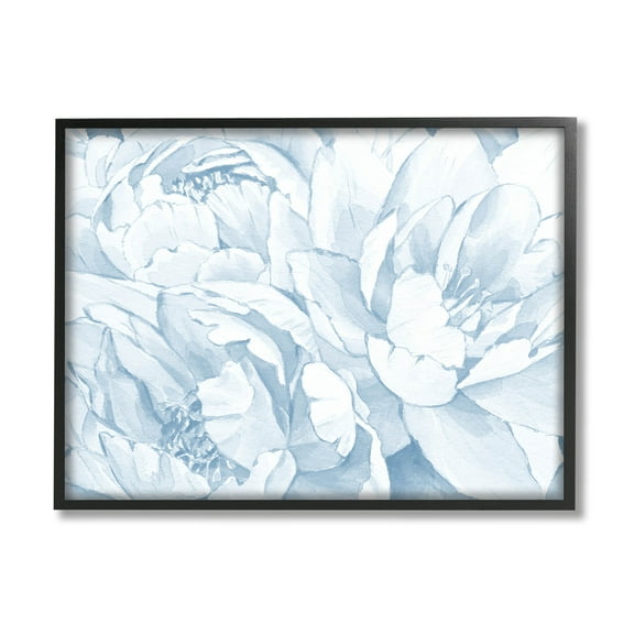 Delicate Blooming White Peonies Botanical & Floral Graphic Art Black Framed Art Print Wall Art