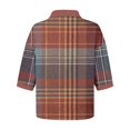 thumbnail image 4 of Garbnen Womens Shirts 3/4 Sleeve Fashion Plaid Color Block Womens Henley Shirts Spring Summer Elbow Length Sleeve Button Women Blouses, 4 of 4