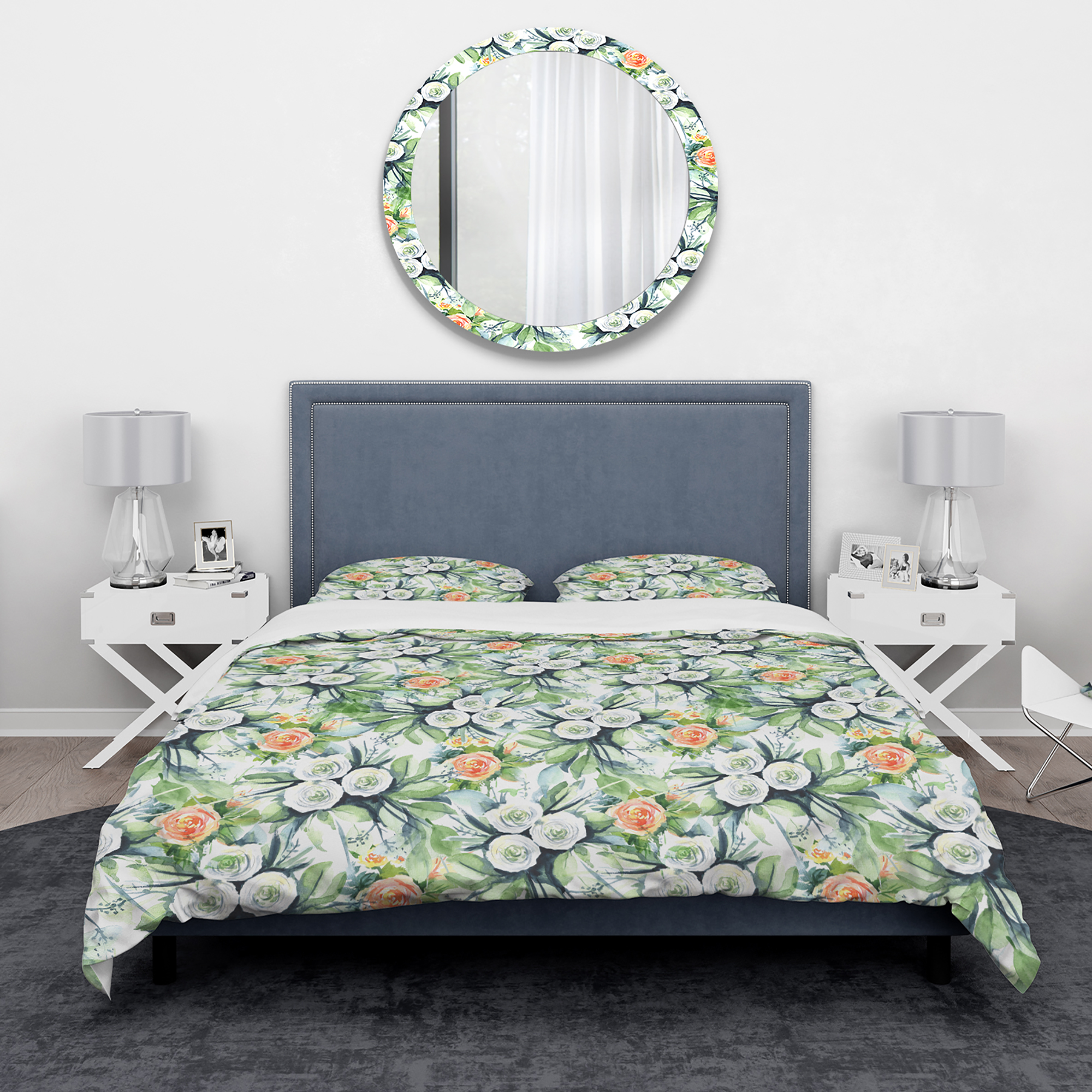 Designart 'Pattern with Flowers' Traditional Duvet Cover Set