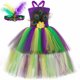 thumbnail image 3 of Disfraz de pavo real para niñas, vestido de princesa con tutú de tul y plumas de flores para niñas, vestidos de fiesta para desfiles de carnaval y Halloween, 3 of 5