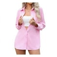 thumbnail image 1 of Chemise Extensible pour Femmes à Boutons, Manches Longues, Douce, Basique, Infroissable, Travail, Affaires, Formelle, Décontractée, Blouse Rose G, 1 of 10