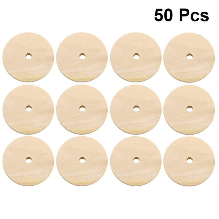 Wood Round Circles Crafts Piece Slices Wooden Disc DIY Decor Blank Cutout Chips Supplies Pieces Natural, Size: 4x4cm