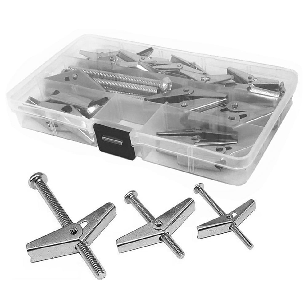 2 Sets  Drywall Anchor Heavy Duty Steel Toggle Anchor Wing Nut Bolt For Hanging