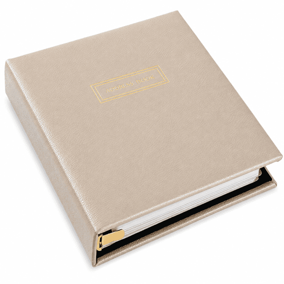 Refillable Binder Address Book with Alphabetical Tabs, 7.25 x 7.75 Inch, Contact, Password and Important Dates Organizer, Cream