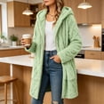 thumbnail image 6 of Fleece Jacket for Women Longline Fluffy Coat with Zipper and Pockets Warm hooded Coat for Winter Daily Use, 6 of 6