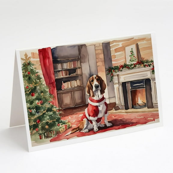 Basset Hound Christmas Greeting Cards and Envelopes Pack of 8 7 in x 5 in