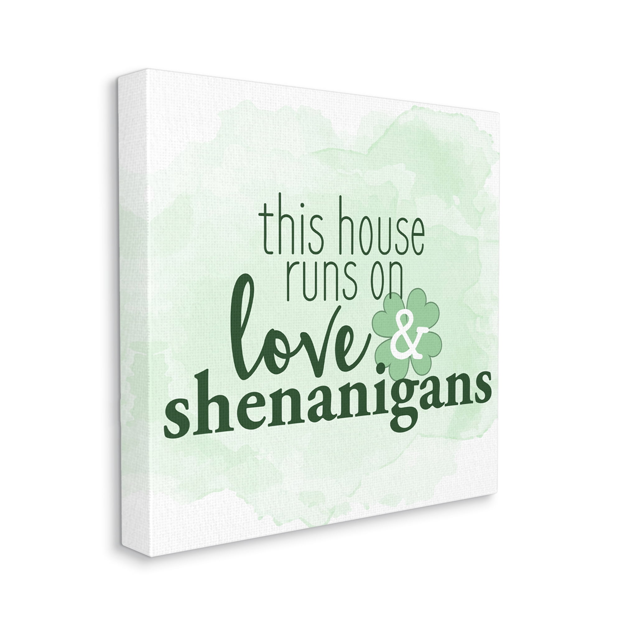 Stupell Love & Shenanigans Family Shamrock Phrase Holiday Painting Gallery Wrapped Canvas Print Wall Art