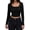 Black, variant on Women's Long Sleeve Square Neck Crop Top Ribbed Slim Fitted Casual T-Shirt Tops