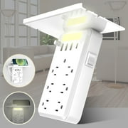 Multi Plug Outlet with Shelf, Smasener 6-Outlet Extender Socket with 4 USB Charging Ports (3.4A Total) and Night Light, Wall Outlet Expander Power Strip - White
