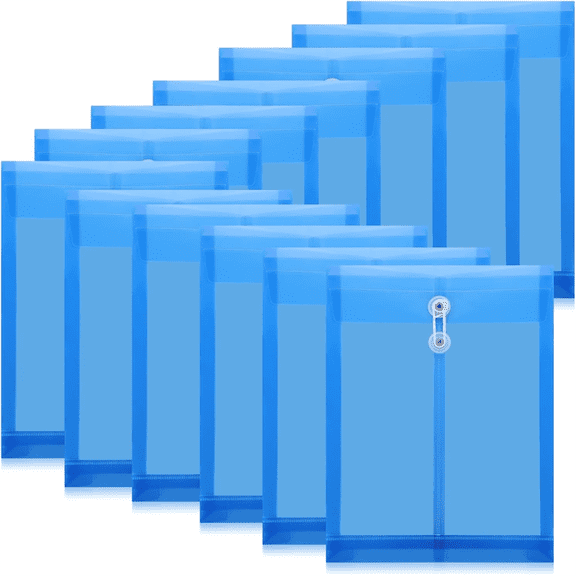 12PCS Plastic File Folders for Documents,A4 Envelopes with Snap Closure and String Tie,for School Home A