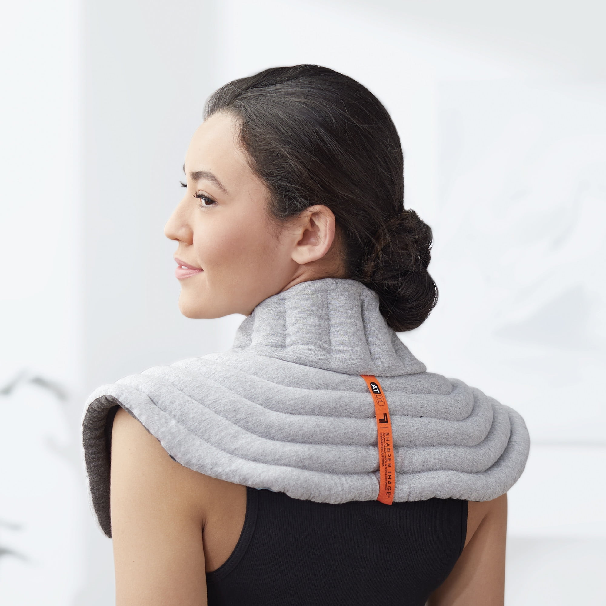 Sharper Image® Heated Neck & Shoulder Aromatherapy Wrap, Lavender Scented Hot & Cold Therapy, Weighted Muscle Pain & Stress Relief, Luxurious Soft Plush, Adjustable Fit, Relaxation & Self-Care