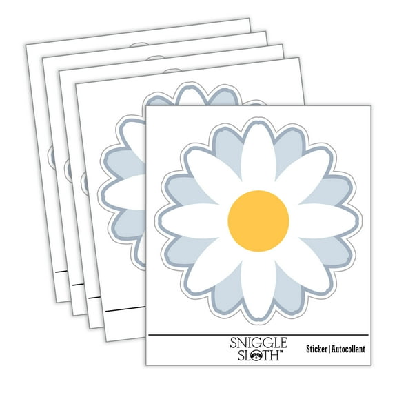 Single Daisy Flower Car Window Bumper Water Bottle Phone Tablet Laptop Waterproof Vinyl Decal Sticker Set 5-Pack - Gloss Finish - 2.0"