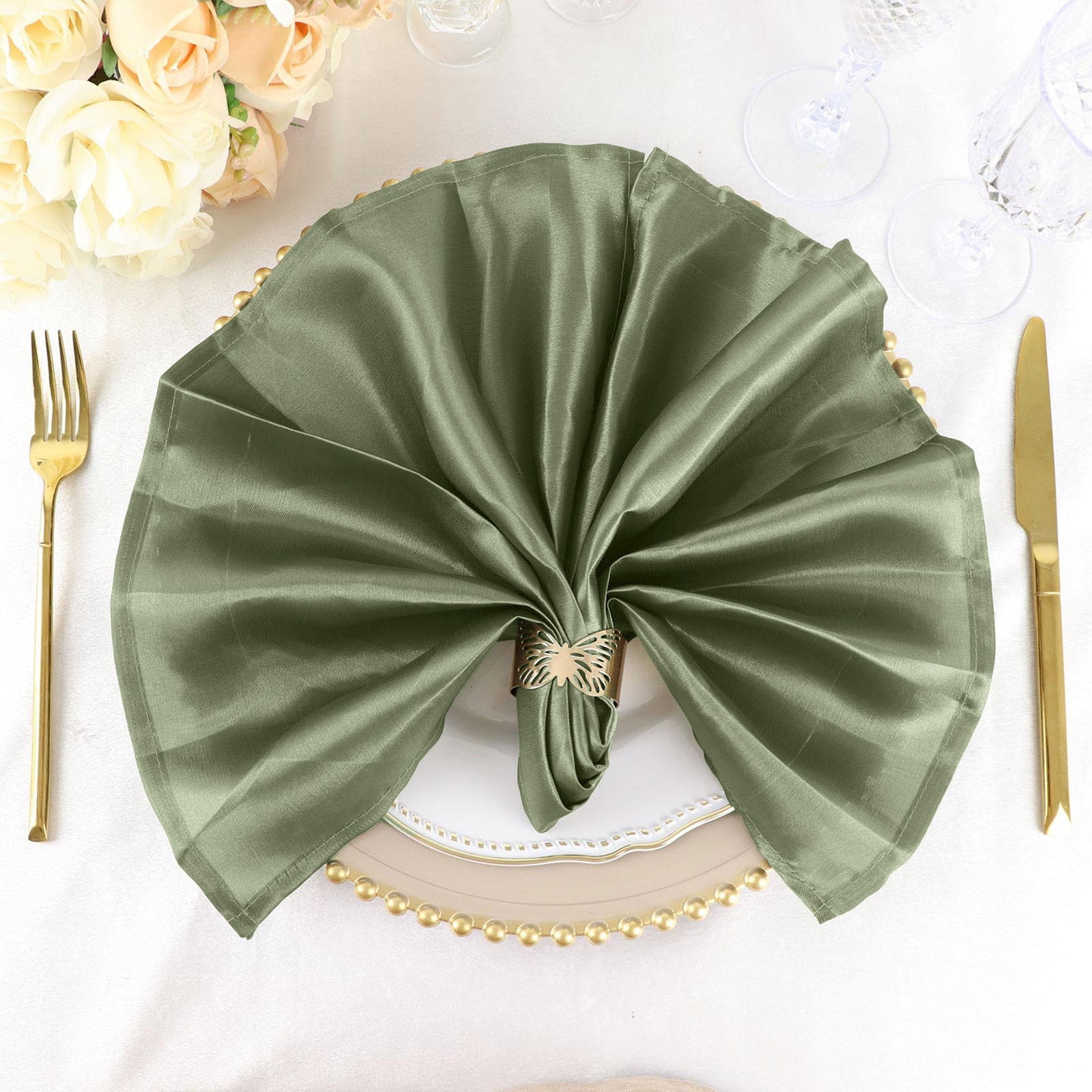 Stain Resistant Polyester Cloth Dinner Sage Green Cloth Napkins 20 in Non  Iron Christmas Dinner X-Mas Wedding Parties New Year Eve Dinner Green  Napkin